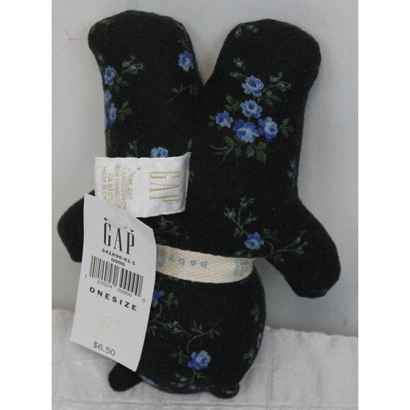 VTG 1998 Baby Gap Kids Blue Rattle Bear Plush Flowers Floral Calico NEW with Tag - Picture 3 of 7